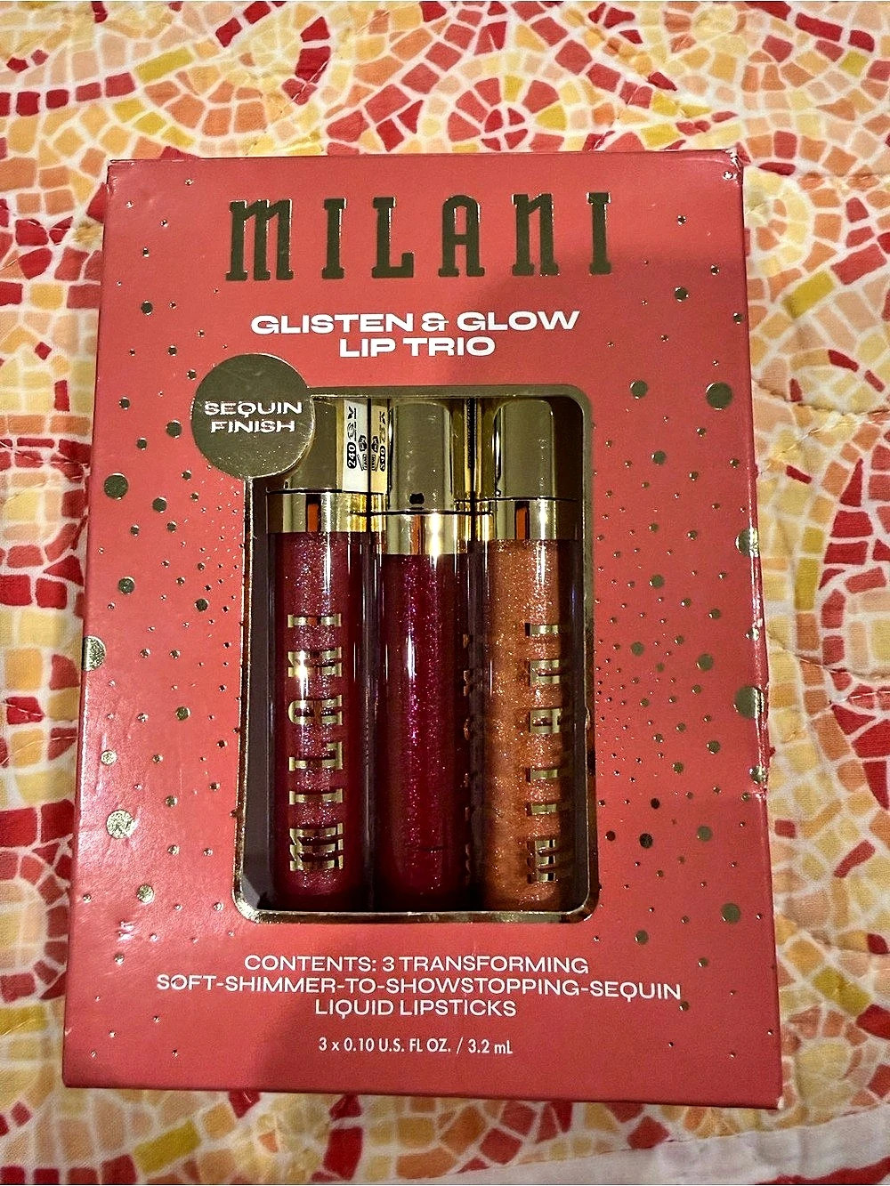 Milani Glisten & Glow Lip Trio Lipstick Trio in Red & Pink NWT